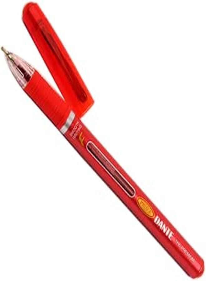 Prima Dante Red Ballpoint Pen, Vibrant, Durable Writing Tool for Academic, Office, and Creative Marking Applications